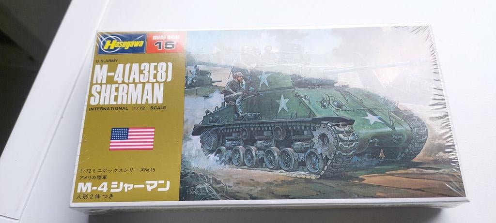 Hasegawa M-4(A3E8) Sherman Tank Modelbouw 1/72, Overige merken, Nieuw, Ophalen of Verzenden, Tank