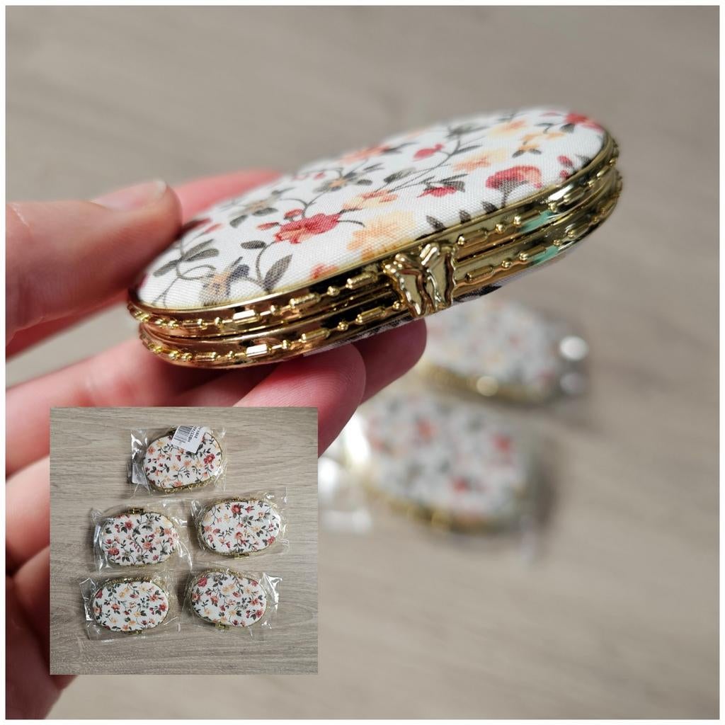 5 nieuwe spiegeltjes met bloemenpatroon en gouden rand, Minder dan 50 cm, Nieuw, Ophalen of Verzenden, Minder dan 100 cm