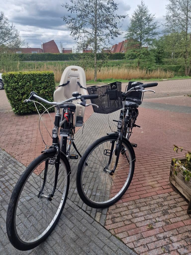 Complete Set: 2 Stadsfietsen – Incl. Kinderzitjes, Overige merken, Velgrem, Versnellingen, Ophalen of Verzenden