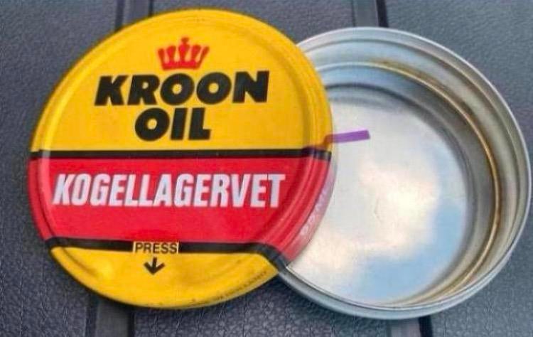 Rond blikje van Kroon oil/kogellagervet. Doorsnede 7,5 cm., Verzamelen, Ophalen of Verzenden, Zo goed als nieuw, Overige, Overige merken