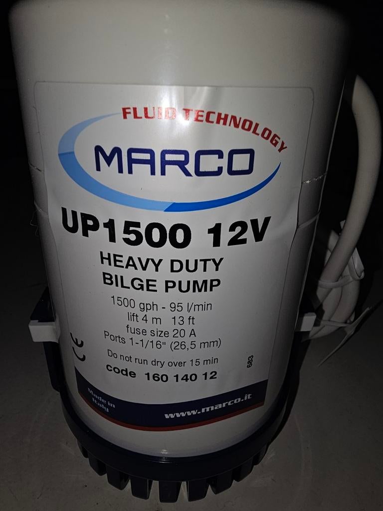 MARCO bilgepomp lenspomp type 1500, 12V, Ophalen of Verzenden, Nieuw, Motor en Techniek