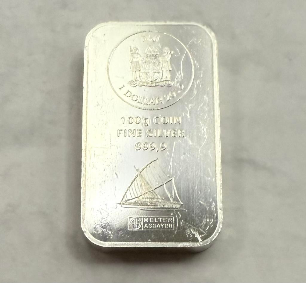100 gram zilver Argor - Fiji muntbaartje 999 zilver, Postzegels en Munten, Edelmetalen en Baren, Ophalen of Verzenden, Zilver