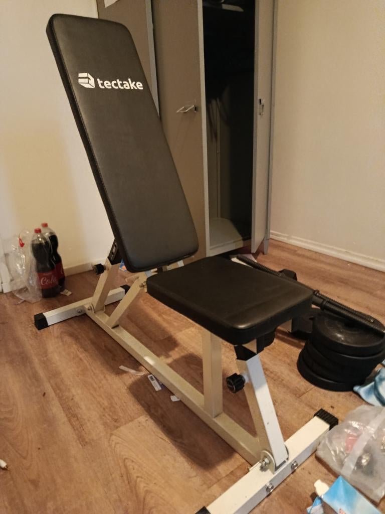 Halterbank verstelbaar met dumbells 15KG per stuk, Ophalen of Verzenden, Benen