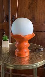 Vintage Duitse keramiek lamp in oranje met een witte bol., Ophalen of Verzenden, Minder dan 50 cm