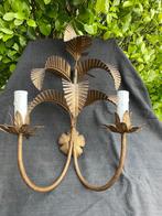 2 dezelfde metalen / doré wandlampen met palmboom motieve., Ophalen of Verzenden