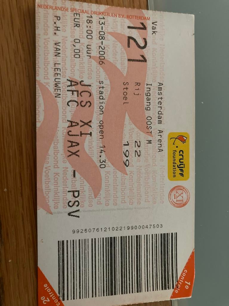 TICKET AJAX-PSV JOHAN CRUIJFF SCHAAL 2006, Ophalen of Verzenden, Zo goed als nieuw, Ajax, Overige typen