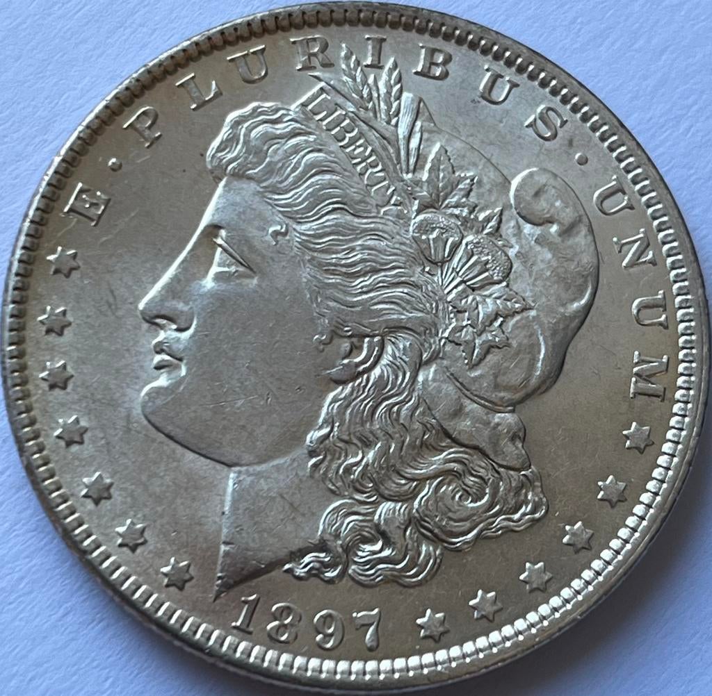 Verenigde Staten zilveren morgan dollar 1897 topkwaliteit!, Ophalen of Verzenden, Noord-Amerika, Losse munt, Zilver