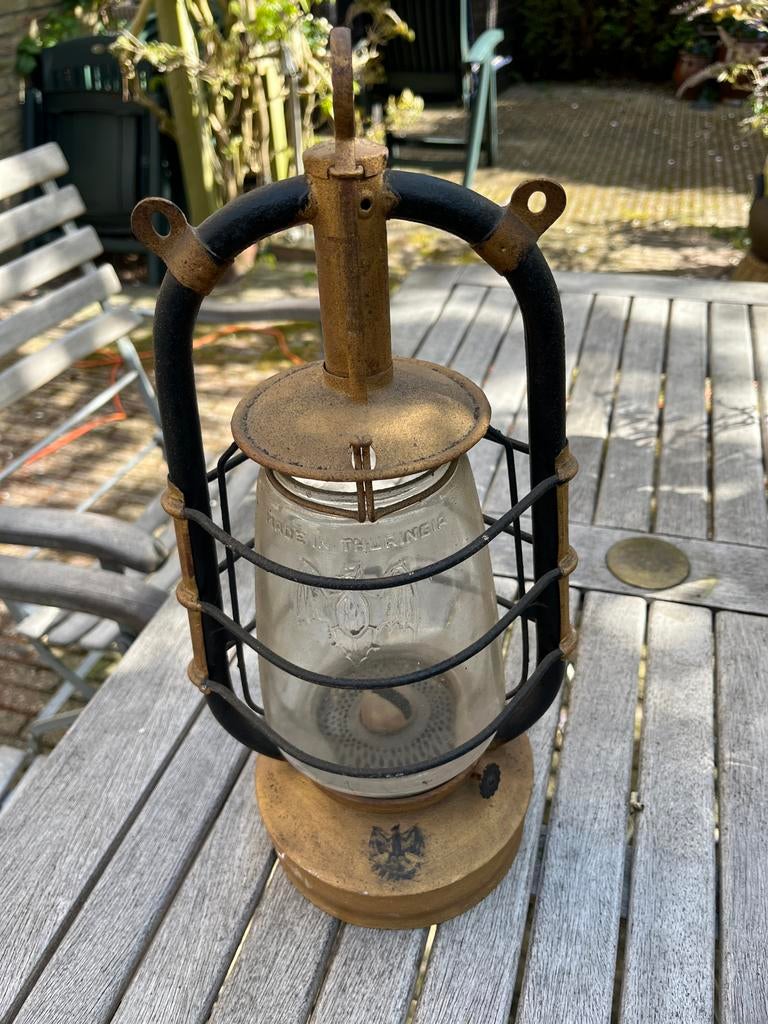 Antieke stormlamp BAT Thüringen nr 2850 - Vintage olielamp, Ophalen of Verzenden