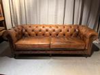 Chesterfield Bank Cognac bruin Leer izgs, Gebruikt, Www.plein5livibg.nl, Stoer vintage, Driepersoons