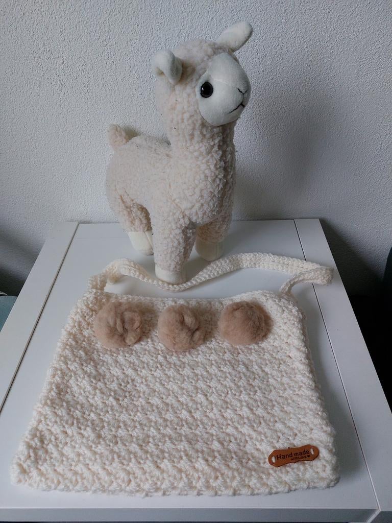 Zelfgehaakt tasje & alpaca, Ophalen of Verzenden, Nieuw, Beige, Handgemaakt