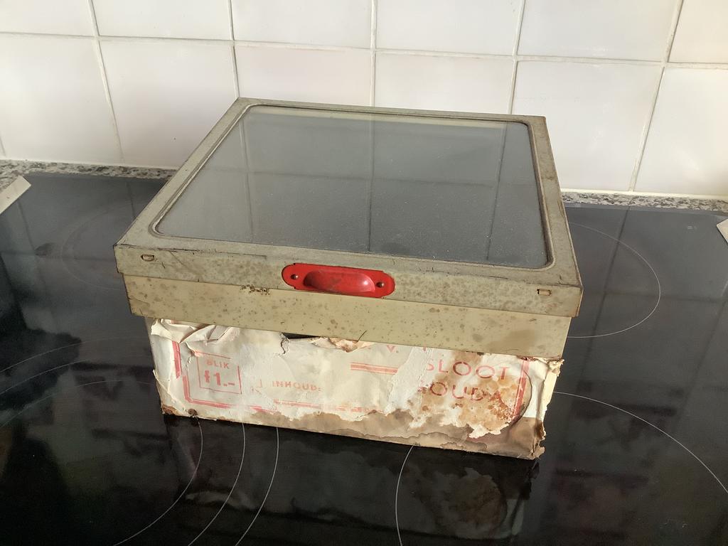 Antiek winkelblik/koekblik Paul C. Kaiser Rotterdam, Verzamelen, Blikken, Ophalen of Verzenden, Zo goed als nieuw, Overige