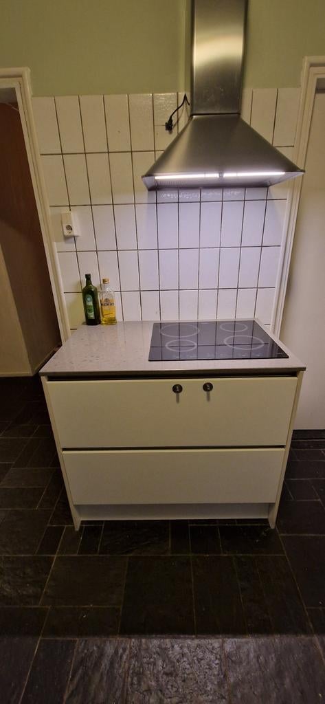 Ikea keukenblok met inductie en diepe lades (102x65cm), Ophalen, Gebruikt, 100 tot 150 cm, Wit