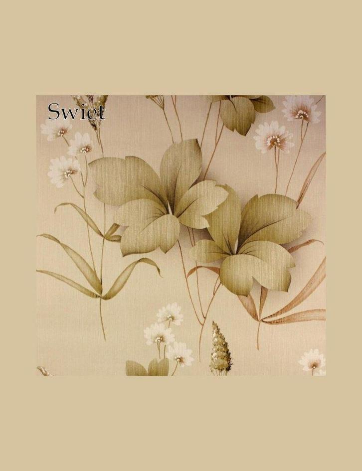 3973 behang oosters bloemen beige wit 60s 70s vintage swiet, Huis en Inrichting, Stoffering | Behang, Beige, 50 tot 75 m², Ophalen of Verzenden