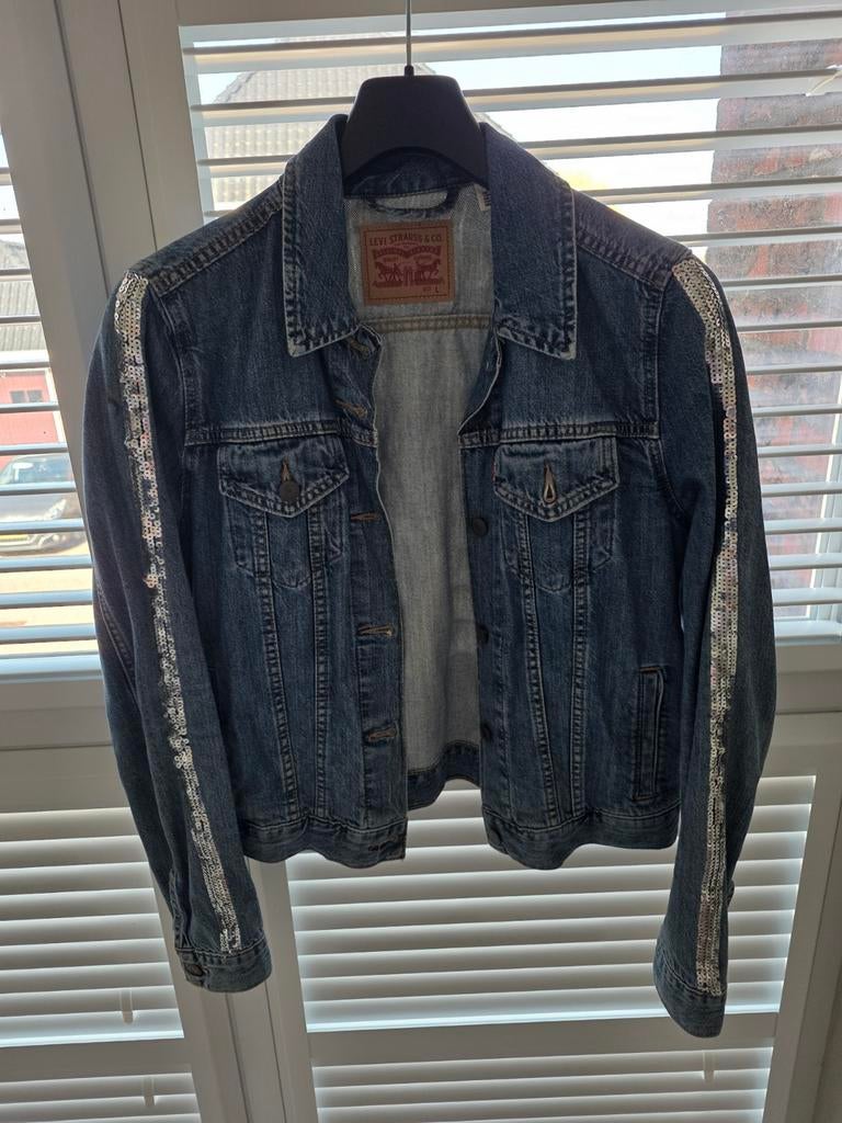 Levi Strauss & Co. spijkerjasje met pailletten, Ophalen of Verzenden, Gedragen, Blauw