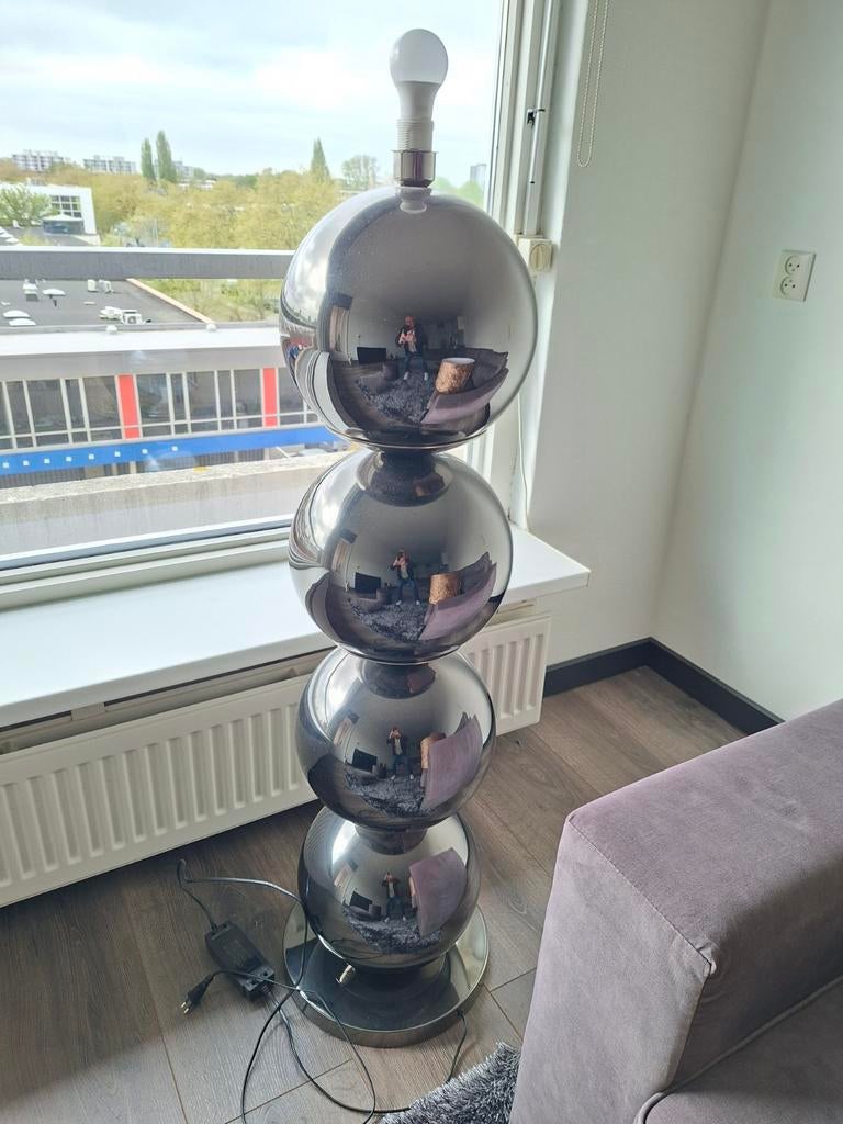 Super mooie bollamp 4 bollen chroom zwart, Ophalen, Zo goed als nieuw, 75 cm of meer