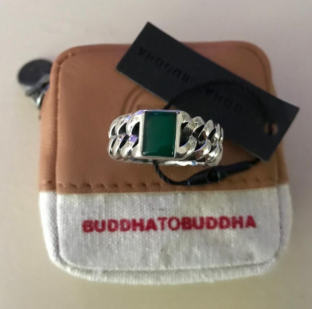 Buddha to Buddha ring Chain Stone Green size 17, Ophalen, Nieuw, 17 tot 18, Met edelsteen