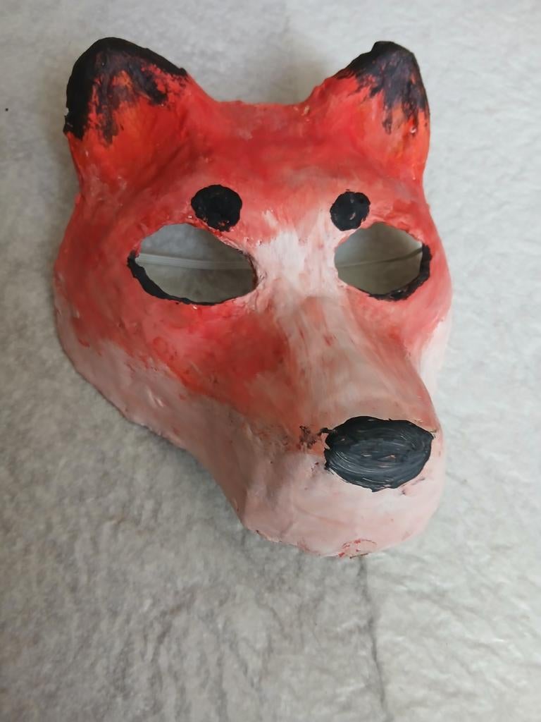 Handgemaakt Vos Therian Masker - Duurzaam & Waterbestendig, Ophalen of Verzenden, Gebruikt, Toneelattributen of Onderdelen