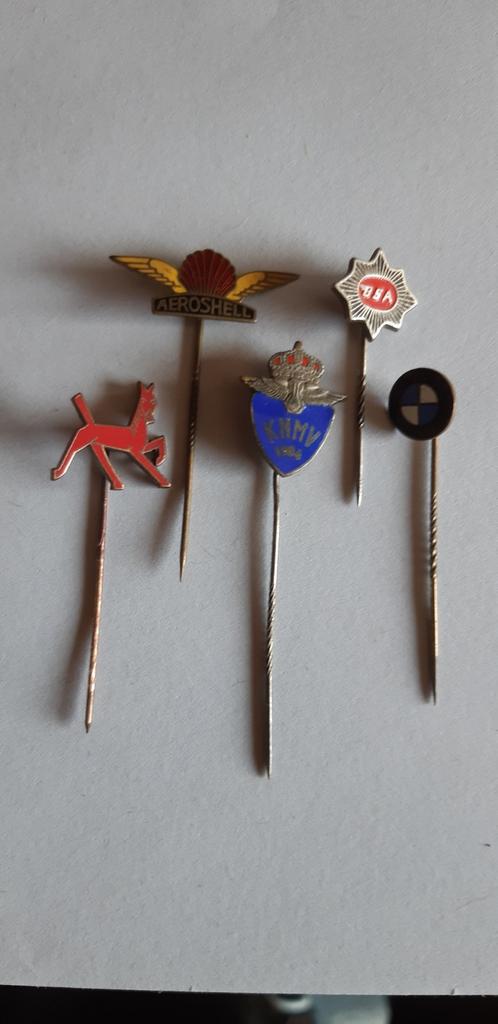 Vier keer motor speldje, Ariel, BSA, KNMV, BMW + Aeroshell., Verzamelen, Ophalen of Verzenden, Gebruikt, Auto's