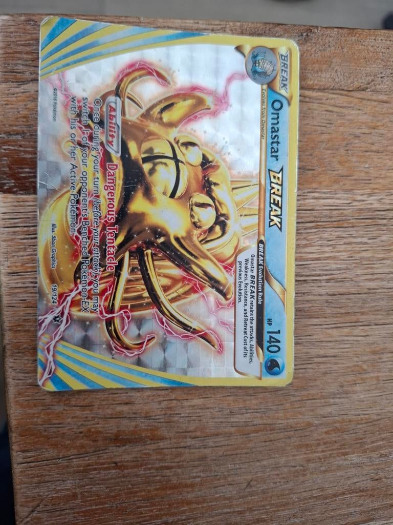 Omastar BREAK Pokémon kaart 19/124, Ophalen of Verzenden, Gebruikt, Losse kaart, Foil
