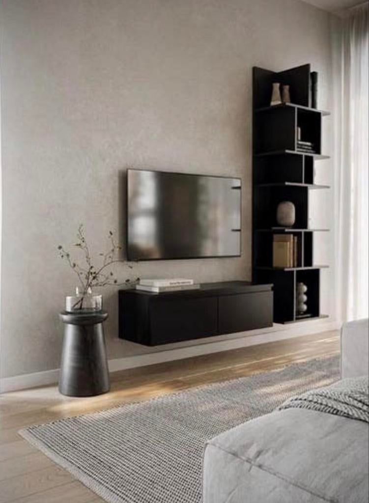 Nieuw BEMMI TV-meubel - hangend - 100 cm - zwart, Huis en Inrichting, Kasten | Televisiemeubels, 100 tot 150 cm, Nieuw, Ophalen of Verzenden