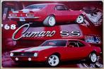Chevrolet Camaro SS 1968 reclamebord van metaal wandbord, Ophalen of Verzenden, Nieuw, Auto's