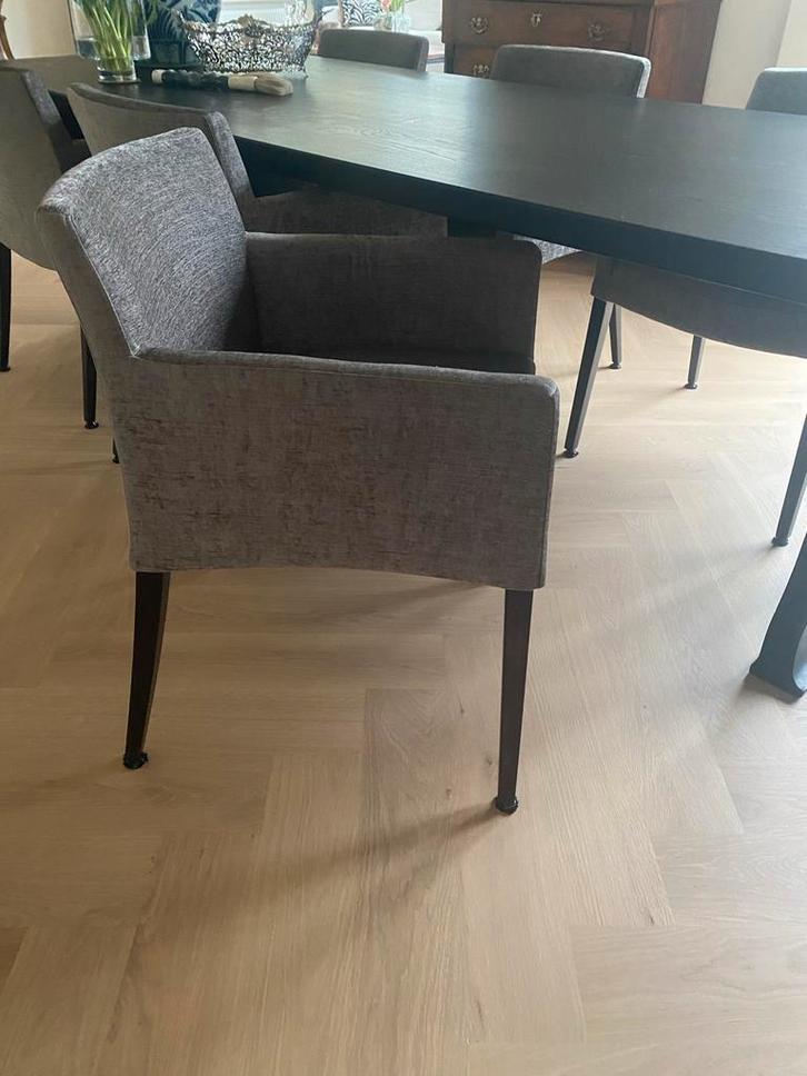 Set van zes  Mobitec eetkamerstoelen, Huis en Inrichting, Stoelen, Zo goed als nieuw, Vijf, Zes of meer stoelen, Stof, Grijs, Ophalen