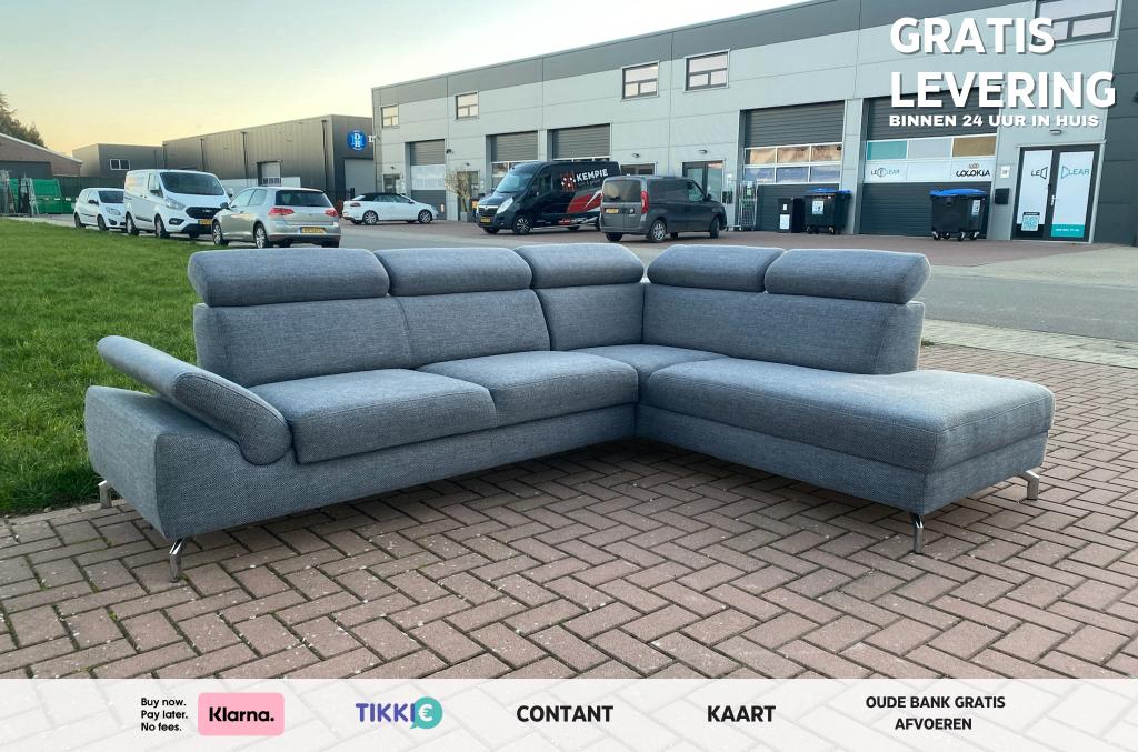 Montel  Urban Grijze Stoffen Hoekbank – Gratis Levering NL, Hoekbank, 75 tot 100 cm, Ophalen of Verzenden, Zo goed als nieuw