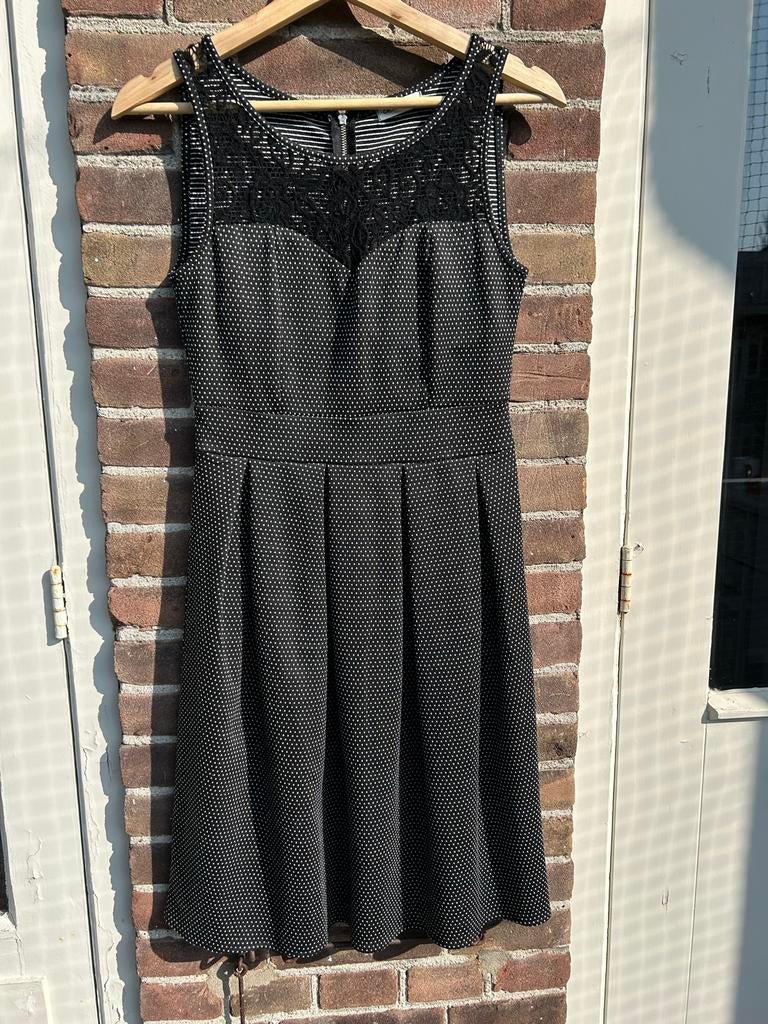 Zwart-wit gestippelde jurk Cache Cache, Kleding | Dames, Zwart, Ophalen of Verzenden, Knielengte, Maat 36 (S)