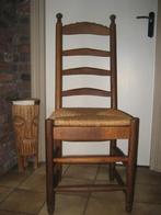 stevige antieke knopstoel met biezen zitting - antiek stoel, Ophalen, Gebruikt, Bruin, Hout