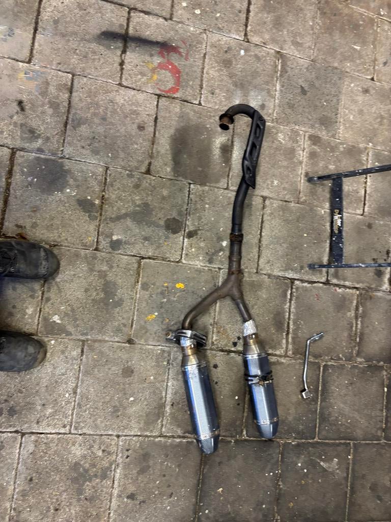 Uitlaat 125cc 4 takt dubbele pijp Orion of apollo dirtbike, Ophalen of Verzenden, Gebruikt