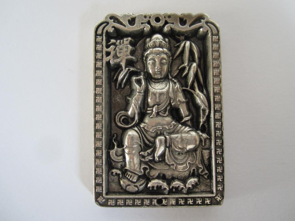Oud Chinees amulet van zilverbrons Boeddha, Ophalen of Verzenden