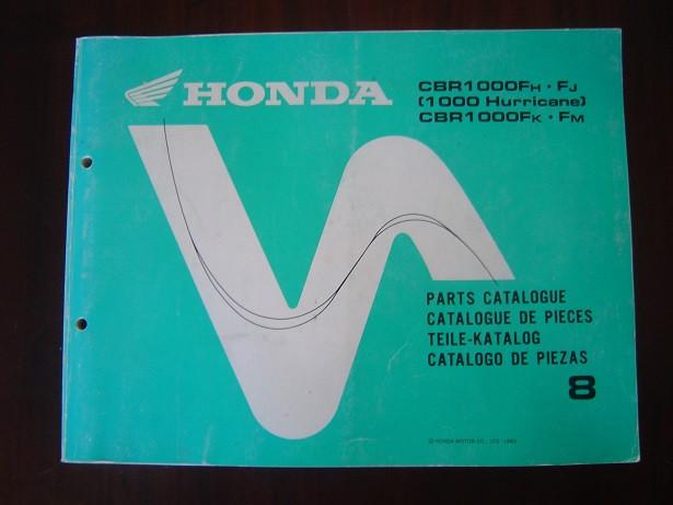 Honda CBR1000 Fh Fj Fk Fm Hurricane 1993 parts catalogue, Motoren, Ophalen of Verzenden, Honda