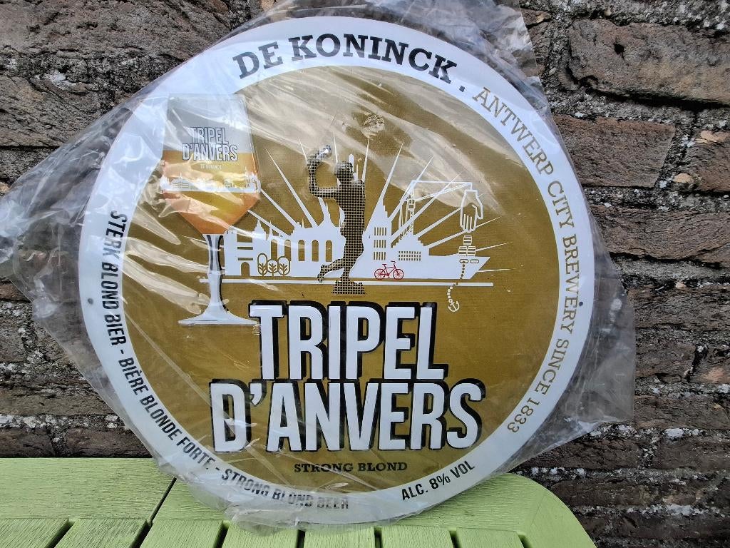 Reclamebord Tripel D'Anvers (De Koninck), Verzamelen, Biermerken, Ophalen of Verzenden, Nieuw, Reclamebord, Plaat of Schild, Overige merken
