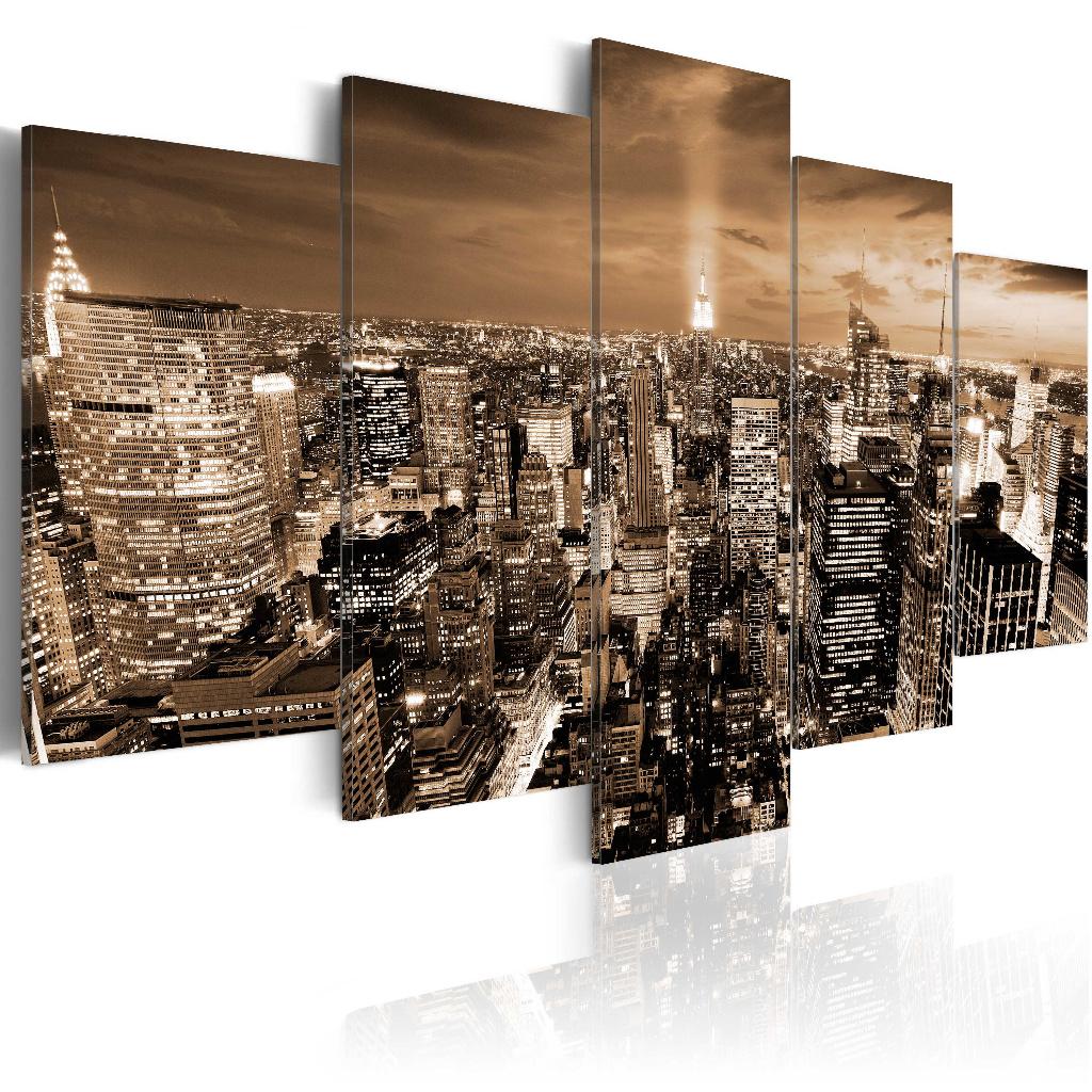925 New York 5 Luik Canvas Schilderij 200x100cm XXL, Antiek en Kunst, Kunst | Schilderijen | Klassiek, Ophalen of Verzenden