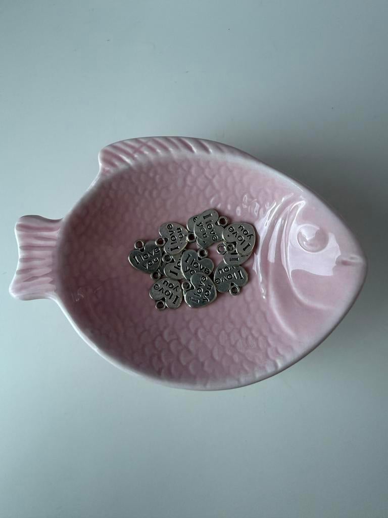 13x Bedel 'I Love You' Hartje Zilverkleurig, Overige merken, Overige materialen, Nieuw, Ophalen of Verzenden