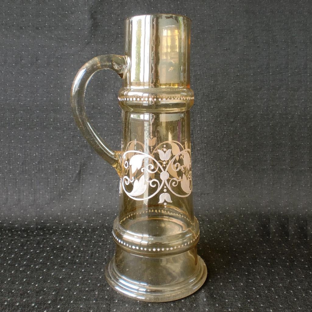 Grote glazen Schenkkan / Waterkan goudluster - Bohemen ~1900, Antiek en Kunst, Ophalen of Verzenden