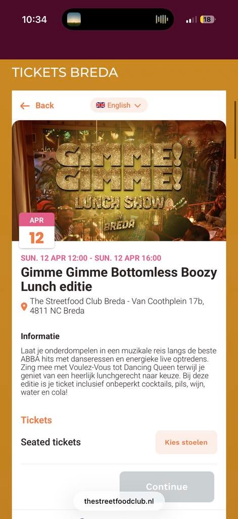 2 tickets  gimme gimme street food club, Tickets en Kaartjes, Twee personen, April