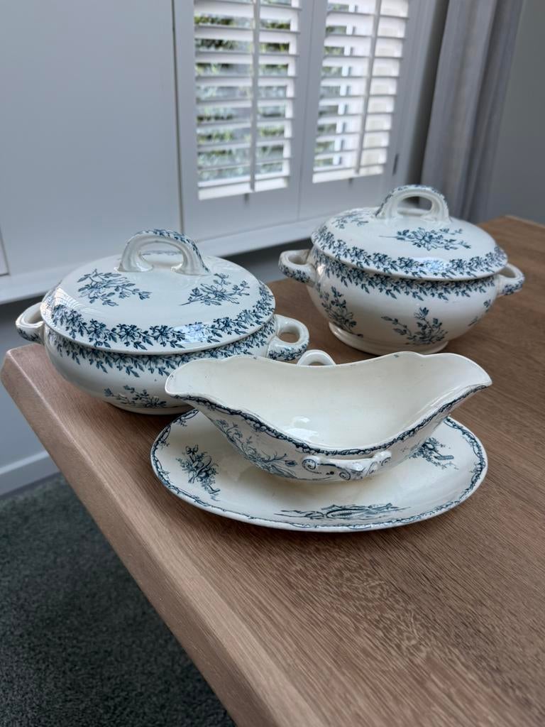 Antieke serviesdelen Frankrijk Luneville, Ophalen of Verzenden