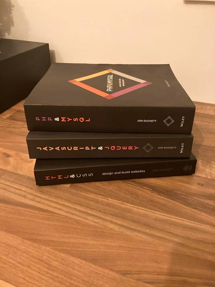 Jon Duckett Studieboeken: HTML CSS, Javascript, PHP MYSQL (3, Boeken, Informatica en Computer, Zo goed als nieuw, Programmeertaal of Theorie