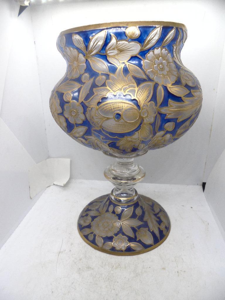 jugendstil art deco glas bokaal geemailleerd, Antiek en Kunst, Ophalen of Verzenden