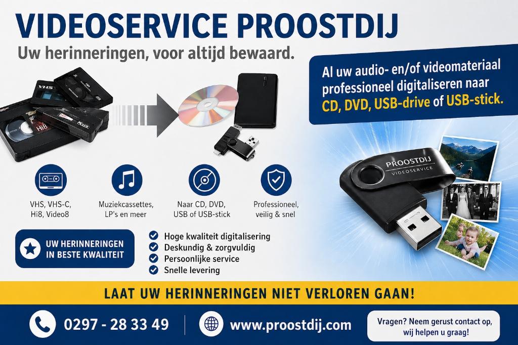 Leen nu geheel gratis een videorecorder of camera., Gebruikt, Videoservice Proostdij, Info@proostdij.com, VHS-speler of -recorder