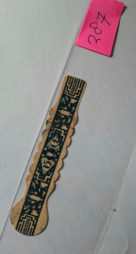 Sigarenbandje / accijns         15 Ct VEENENDAAL   NR 287, Verzamelen, Ophalen of Verzenden, Gebruikt, Sigarenbandjes