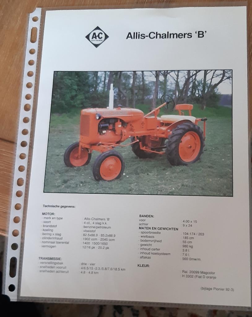 ALLIS-CHALMERS B. FOLDER., Ophalen of Verzenden, Nieuw