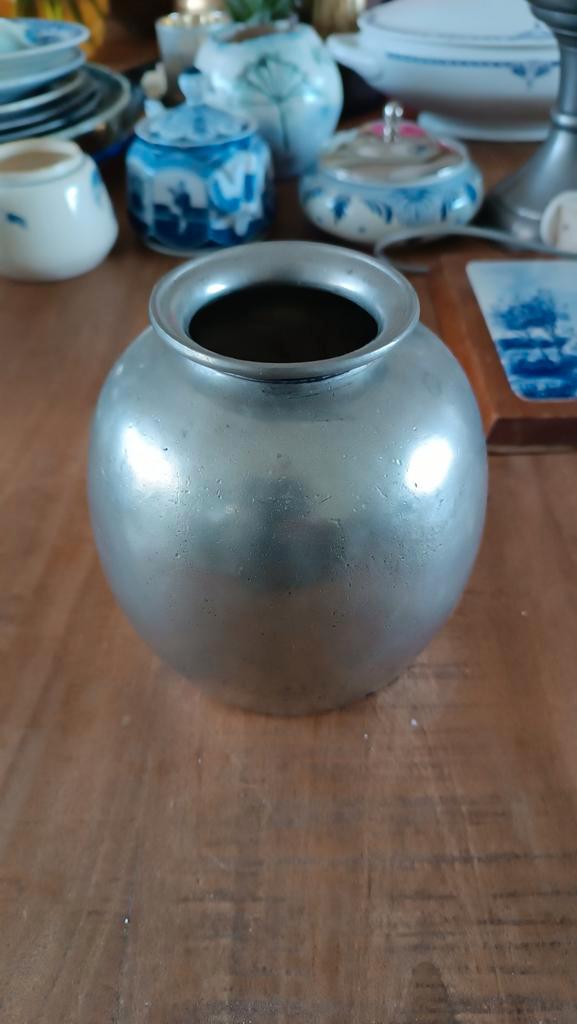 Marinoni Tinnen Vaasje - Vintage Design, Antiek en Kunst, Antiek | Tin, Ophalen of Verzenden