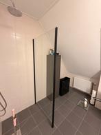 Glazen douchewand mat zwart 90x200 met vloerrubber, Ophalen, Nieuw, Glas, Douche