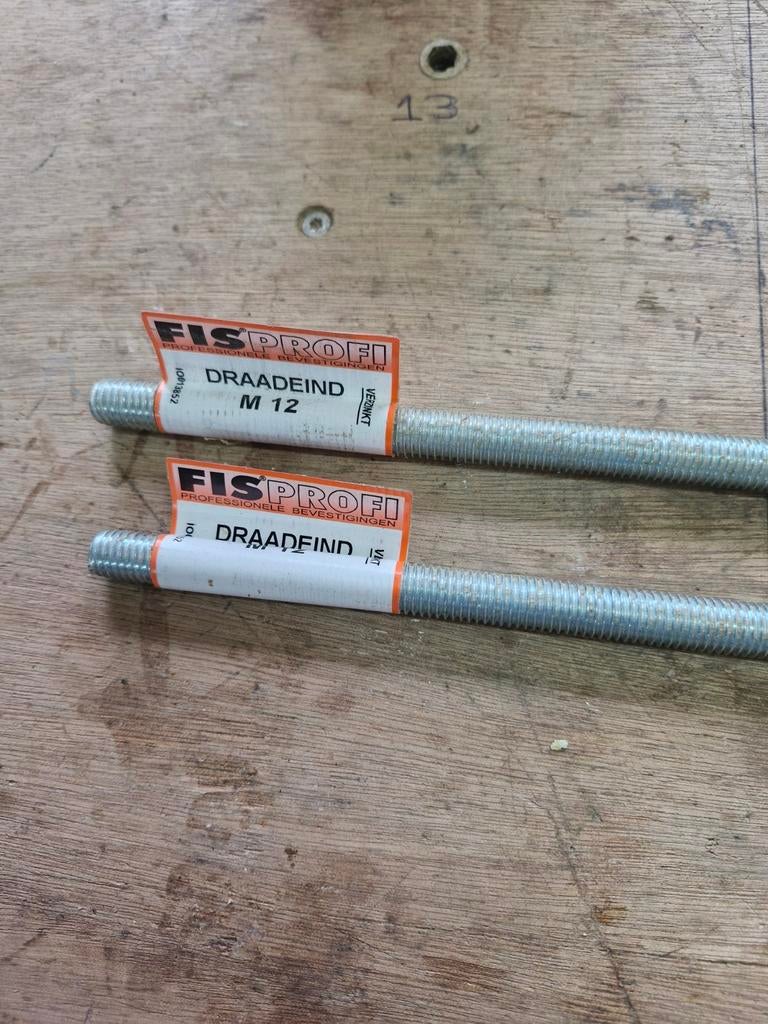 2x Fis Profi Draadeind M12, Doe-het-zelf en Verbouw, IJzerwaren en Bevestigingsmiddelen, Ophalen of Verzenden, Nieuw