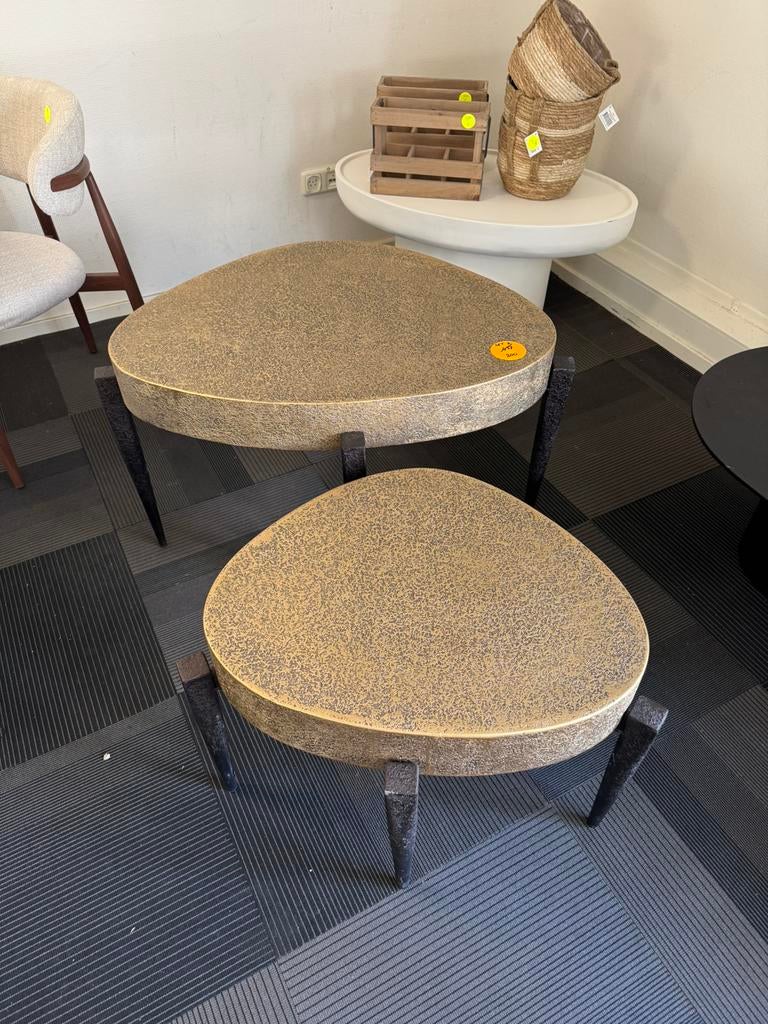 Richmond interieurs salontafel set van 2  90x70x53/70x58x43, Huis en Inrichting, Tafels | Salontafels, Ophalen, Overige materialen