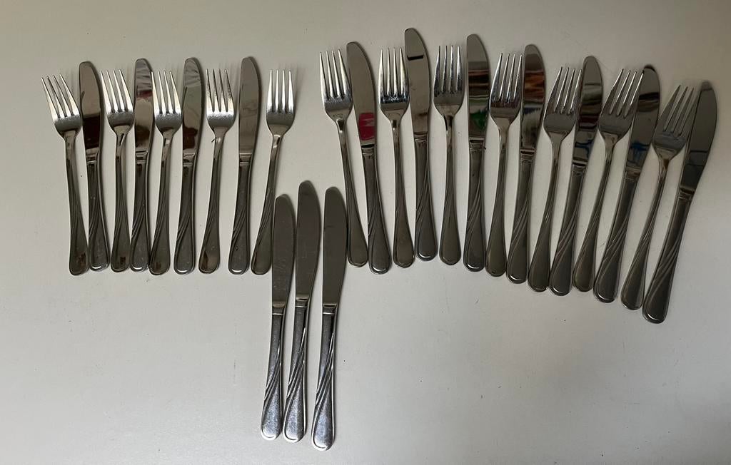 Sola messen en vorken, Gebruikt, Ophalen of Verzenden, Rvs of Chroom, Vaatwasserbestendig