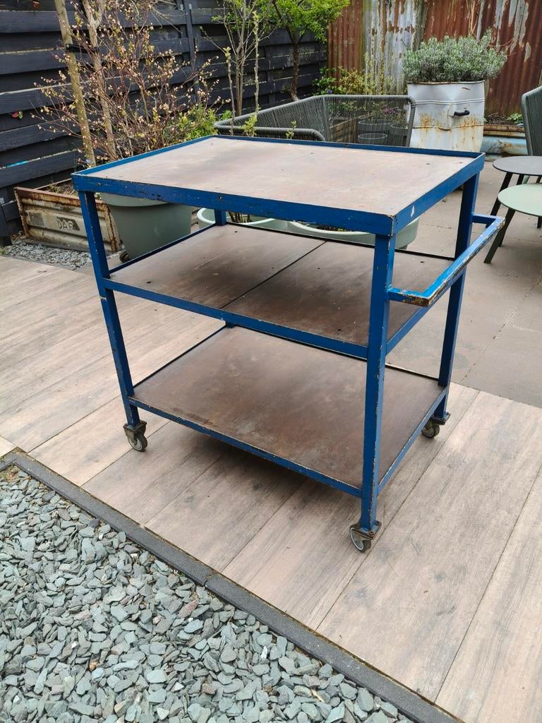 Stevige industriële tafelwagen met 3 niveaus, Doe-het-zelf en Verbouw, Transportwagens, 100 liter of meer, Ophalen, Gebruikt, Transportkar