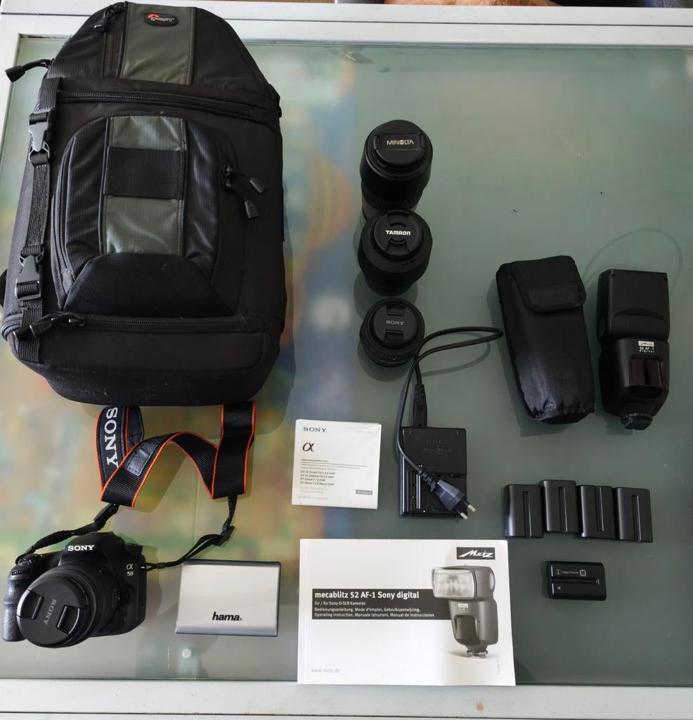 Sony spiegelreflexcamera a85 met toebehoren, Ophalen, Zo goed als nieuw, Overige merken